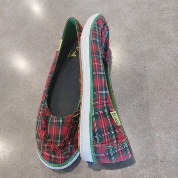 KEDS Women's Quad Red Stewart Plaid Slip On Sneakers - Red/Green/White - Size 8M - Picture 3 of 13
